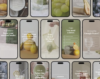 Ernährung Social Media Reels, Gesundheitscoach Instagram Video Reels, animierte Instagram Stories, Canva Ernährungswissenschaftler Vorlagen Digitaler Download