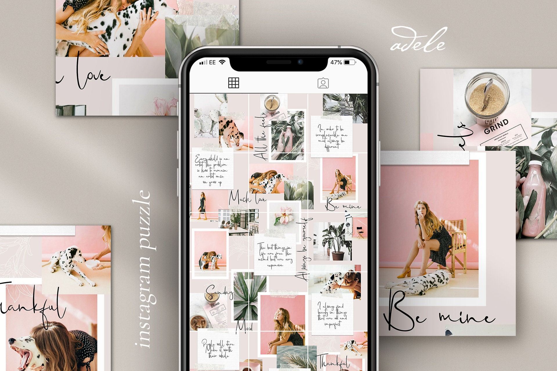 Download Instagram Puzzle Template Instagram Template Canva Template Etsy