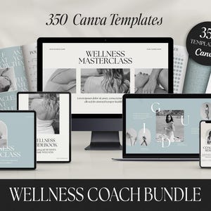 Health & Wellness Course Template Bundle | Canva Templates for Health Coaches | Wellness Coaching Tools, Masterclass and Online Course Kit