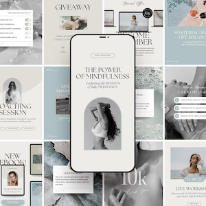 Wellness Instagram-sjablonen voor coaching, zelfzorg en geestelijke gezondheid, CANVA-bundel sociale media, content Done for You, 2025 geüpdatet