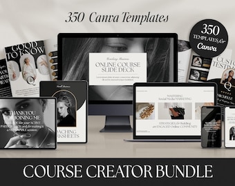 Online Course Creator Template Bundle: Masterclass Webinar Slide Deck, Ebook, Workbook, Worksheets, Social Media Posts & Stories | CANVA