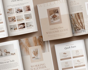 Client Welcome Packet Template | Business Brochure Template, Coaching Client Survey Questionnaire, Welcome Guide, Ebook Canva Template MB-23