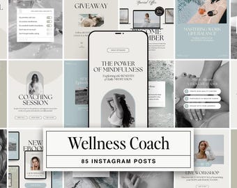Gesundheit & Wellness Instagram Post Templates: Vertikale Canva Social Media Posts für Coaches, Yoga Meditation Ernährung Wellness Brands | Jahr 2025