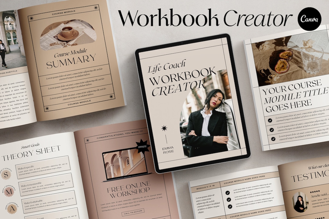 Workbook Template for Coaches, Canva Ebook Template for Online Course ...