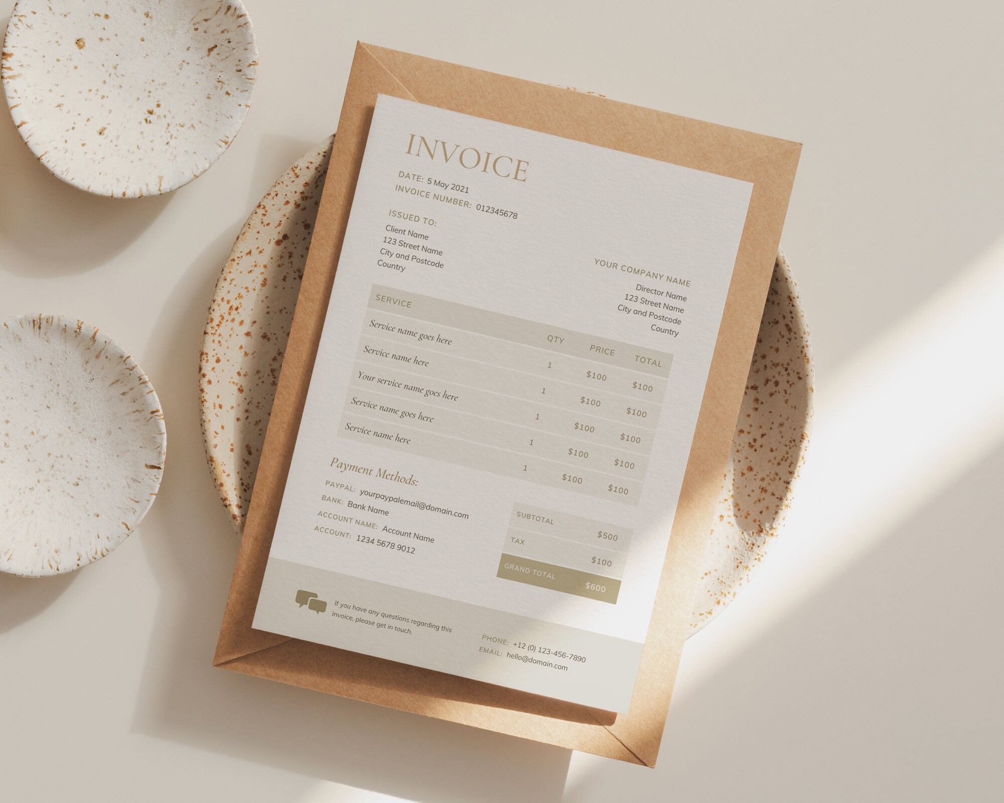 invoice template printable invoice small business invoice etsy