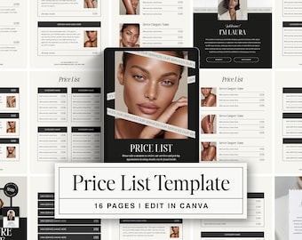 Price List Template for Beauty & Salon Services, Editable Canva Service Menu Brochure for Aesthetics, Spa, Hair and Wellness Businesses