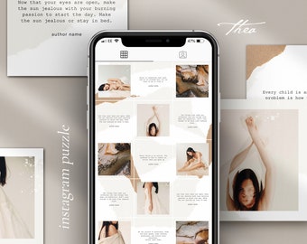 Instagram template. Instagram puzzle feed. Canva template for fashion bloggers. Minimalist IG posts. Instagram branding. Collage creator.