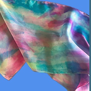 Silk Scarf, Scarves, Pure Silk Scarf, 100% Organic Mulberry Silk, Infinity Scarf, Blue Scarf, Pink scarf, Handmade Silk Scarf, Dressy Scarf