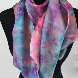 Silk Scarf, Infinity Scarf, 10 x 72&quot;,Handmade Scarf,  Silk Scarf, Multi-Color Free Shipping