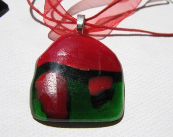 Red roofed house (glass necklace)