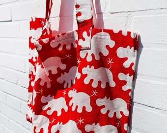 Cute hippos help with eco-friendly shopping! Sustainable! Great shopper!