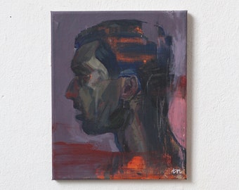 STILL // Original Kunstwerk auf Leinwand - männliche Acrylmalerei / Kopfstudie
