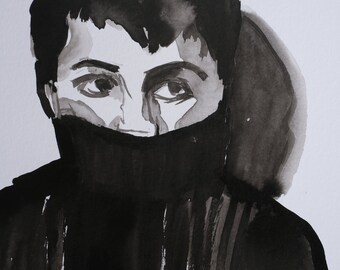LITTLE A // original artwork, ink painting on paper, 20 x 30 cm