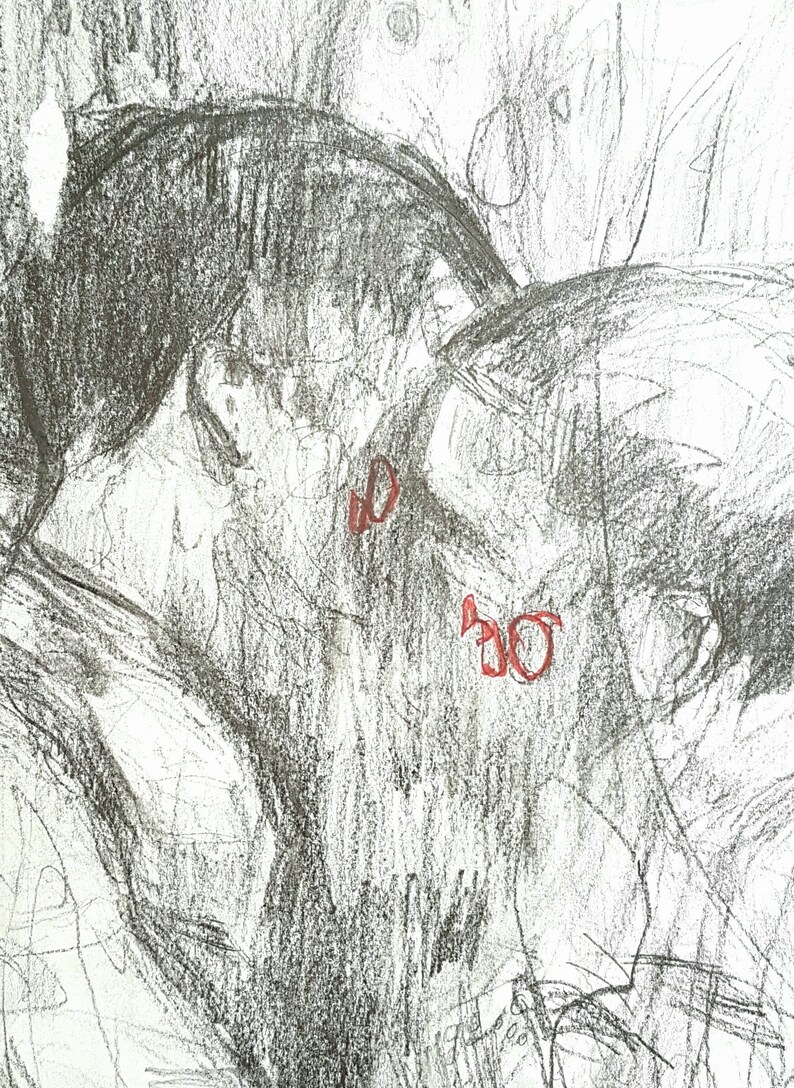 Two Boys Kissing Intimacy Original Artwork