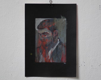 WATERFALL (MEMORY) // original A4 acrylic painting on paper - male portrait