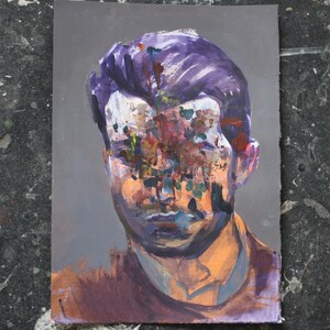 Study of a Blurry Head (No. 11) // original artwork - acrylic on paper, 25 x 35 cm - abstract portrait