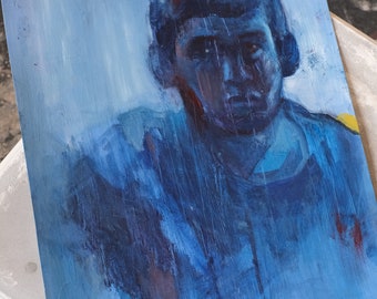 COLD DAYS // portrait painting - oil and acrylic on paper, 30 x 40 cm