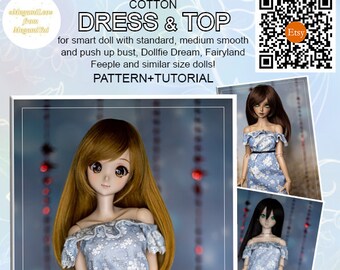 Dollfie Dream and BJD 13 Pattern of Halloween set Smart Doll dress and hat in digital PDF format