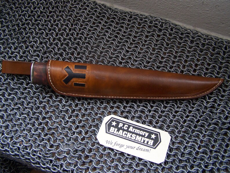 Wood Handle with Leather Sheath Hand forged blade for hunting Custom Butcher knife handmade Man gift
