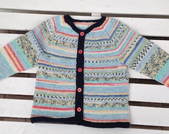 Strickjacke Baby Gr.74-80, blau meliert