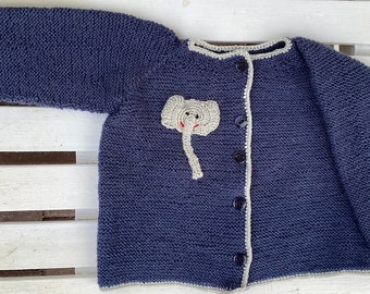 Strickjacke mit Elefant,Gr. 86-92