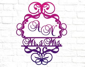 Wedding monogram svg, Mr s Mrs svg file, Wedding font svg, Wedding decor digital file, svg cutting file template, png, svg, eps, dxf