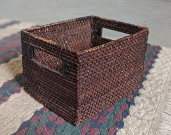 Dark Wicker Basket Etsy