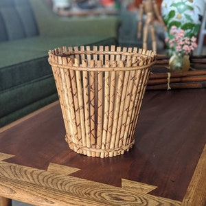small wooden boho plant basket | tropical beach house indoor planter pot