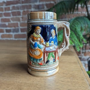 vintage beer stein mug | brown house tavern lady