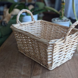 rectangle light wicker basket with handles | rustic boho bohemian country farmhouse