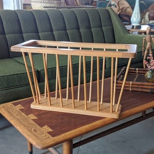 minimal light wood magazine rack | boho mid-century modern farmhouse mcm newspaper organizer