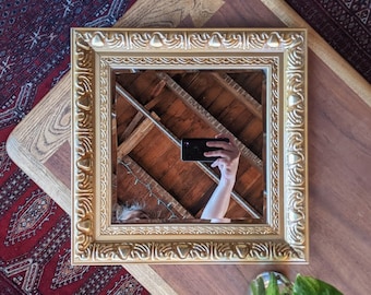ornate square gold mirror | vintage eclectic bohemian hollywood regency