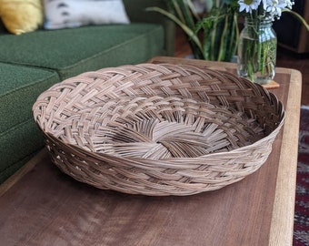 large woven straw wicker tray | boho bohemian eclectic basket