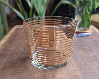 retro gold gestreifte Glasschale | mid-century modern Hochzeit Centerpiece Vase
