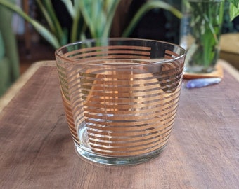 retro gold striped glass bowl | mid-century modern wedding centerpiece vase