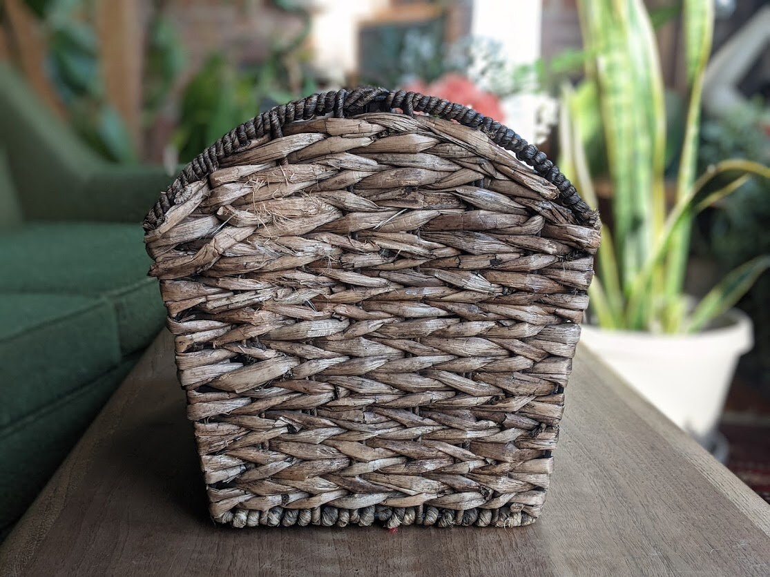 Woven Wicker Magazine Rack Basket File Organizing Office Etsy