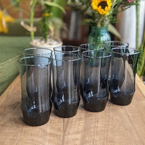 set of 4|8 dark blue tumblers | retro mid-century modern glassware