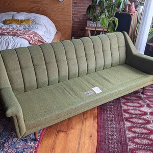 mid-century modern designer green flexsteel sofa couch vintage retro furniture image 4