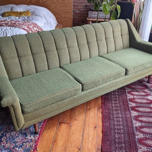 mid-century modern designer green flexsteel sofa couch vintage retro furniture image 3