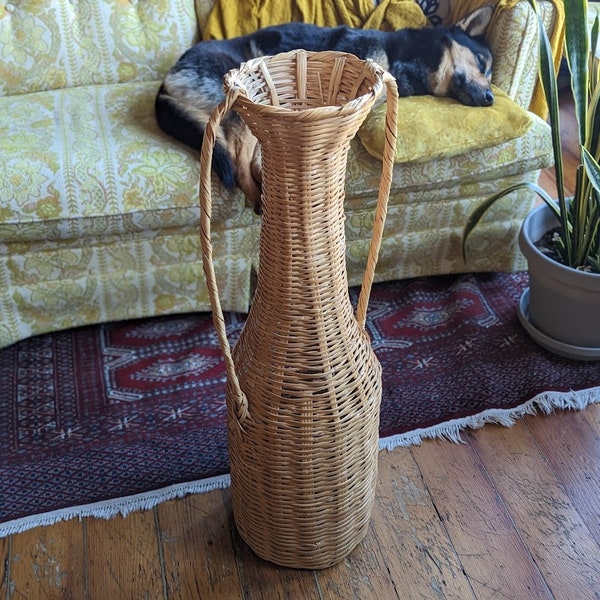 Vintage Large Wicker Vase Etsy