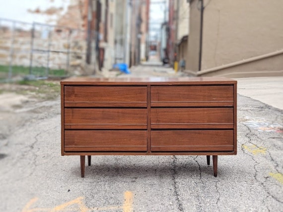 Mid-century Wood Credenza Vintage Low Dresser Rustic Cabin Lodging  Furniture -  Denmark