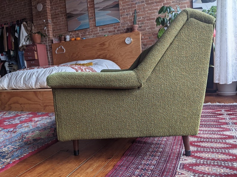 mid-century modern designer green flexsteel sofa couch vintage retro furniture image 8