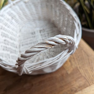 Long Oval White Woven Wicker Basket With Two Handles Rustic - Etsy