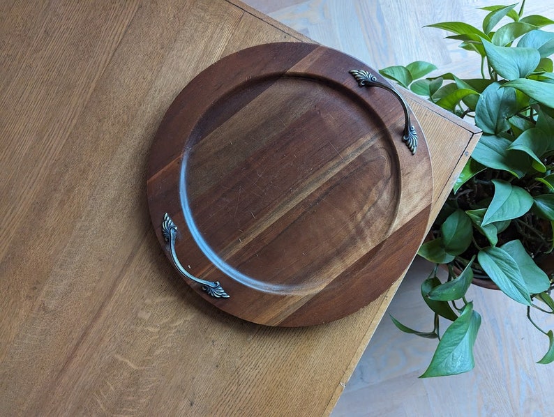 vintage decorative wooden black walnut tray wedding decor made in iowa, usa rick reeves image 1