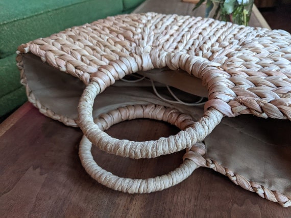 woven wicker purse with draw strings | boho bohem… - image 6