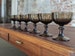 set of six tawny smoke brown glass sundae glasses | vintage champagne dessert coupe | retro mid-century modern sherbet 