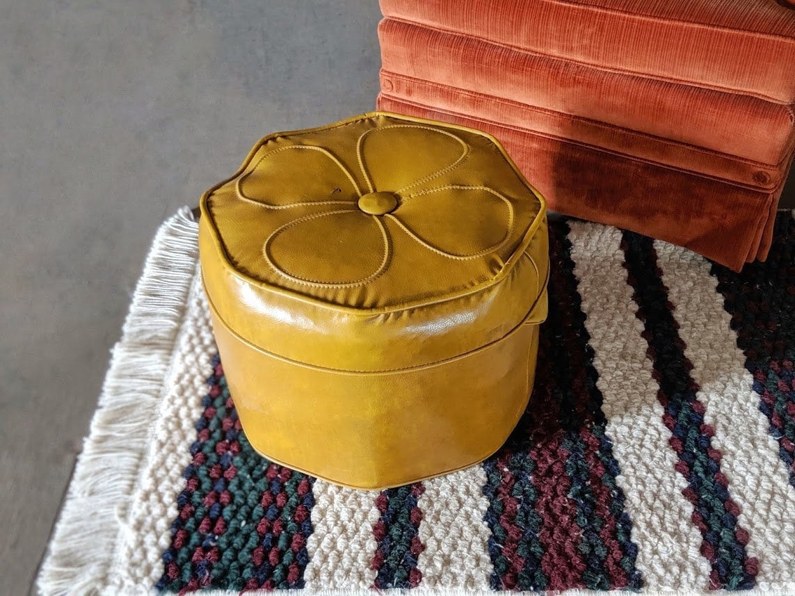 Mustard yellow sales leather ottoman