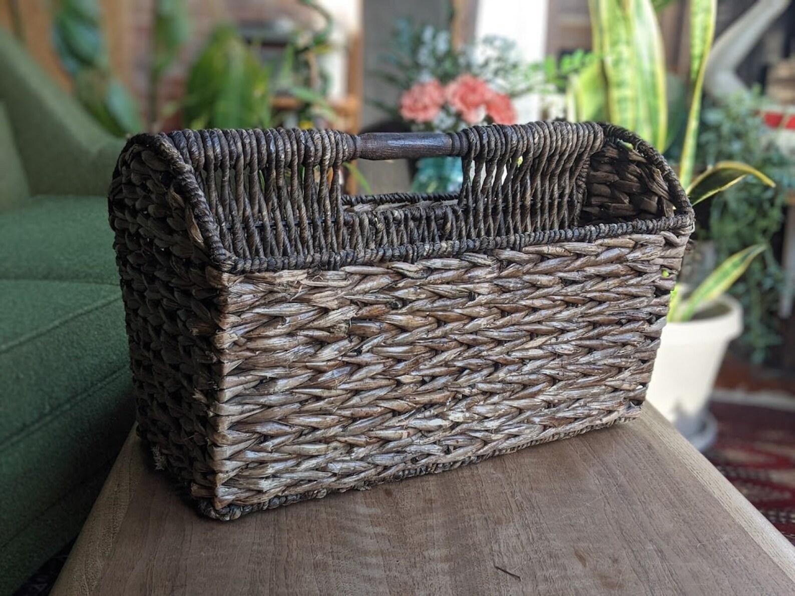 Woven Wicker Magazine Rack Basket File Organizing Office Etsy