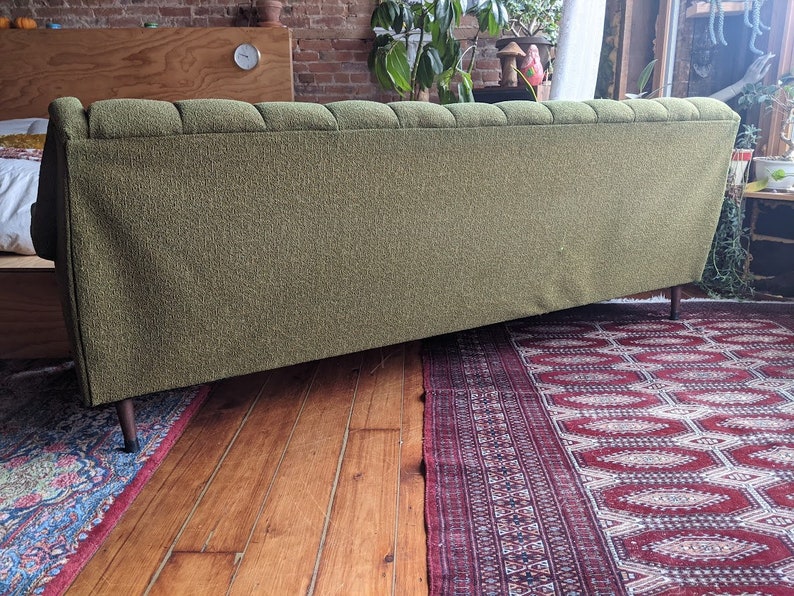 mid-century modern designer green flexsteel sofa couch vintage retro furniture image 7