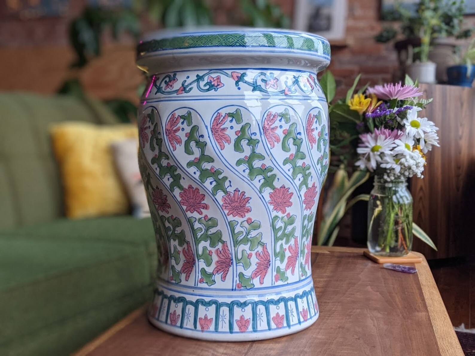 Floral Japanese Ceramic Garden Stool Boho Bohemian Eclectic - Etsy